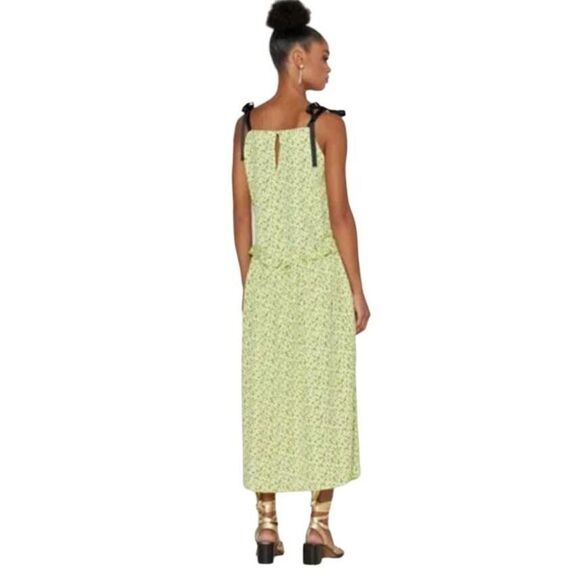 Topshop Sleeveless Floral Square Neck Drop Waist Midi Dress Tie Strap Size 8 - Picture 14 of 14